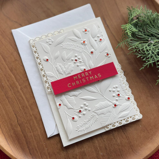Ivory "Merry Christmas" Greeting Card