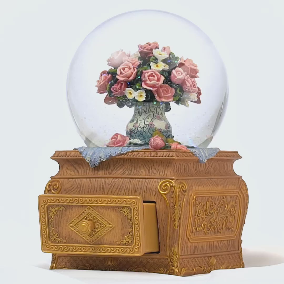 Load and play video in Gallery viewer, Rose Musical Snow Globe (120MM)
