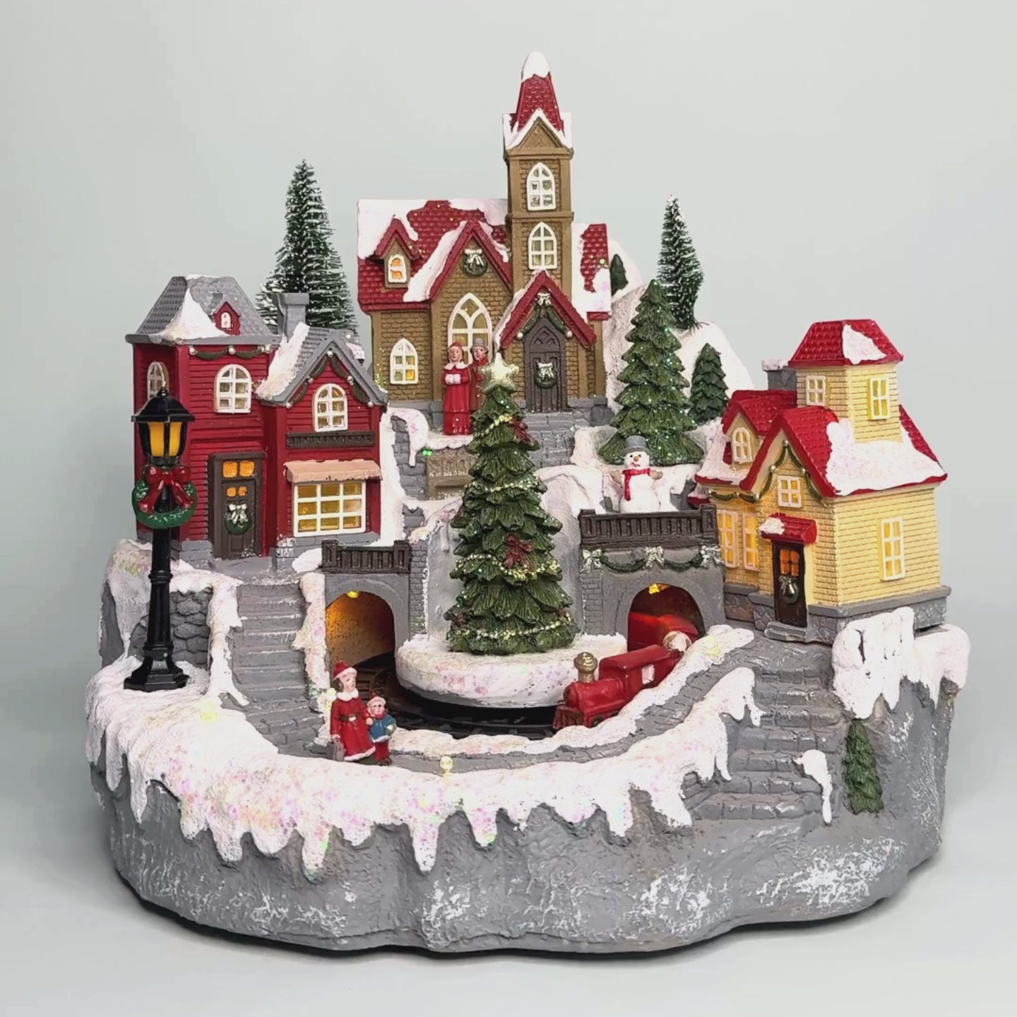 Load and play video in Gallery viewer, Christmas Village with Moving train, Music and LED light
