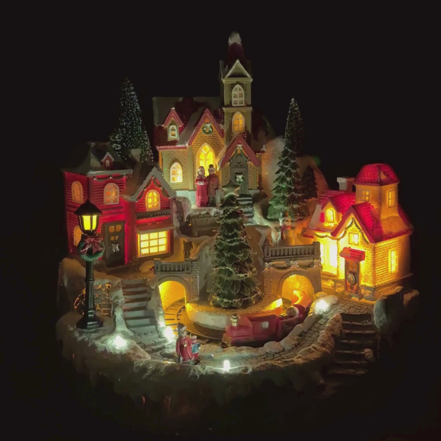 Load and play video in Gallery viewer, Christmas Village with Moving train, Music and LED light
