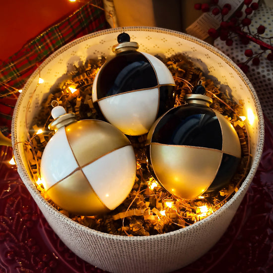 Black white and gold Christmas Ornaments