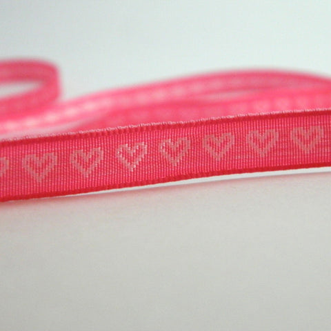 Hot Pink - With woven Silver Hearts