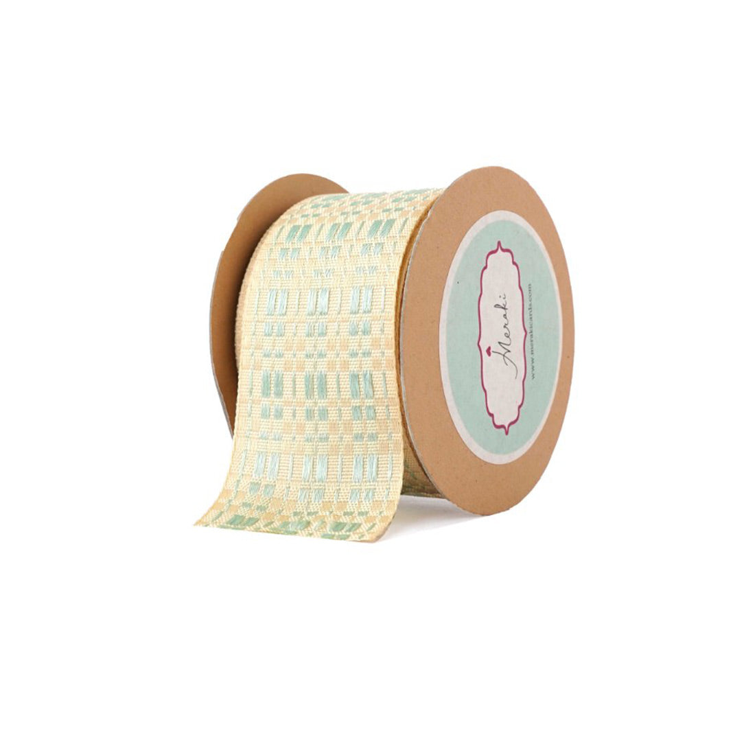 Ivory and Tiffany Green Checkered Ribbon