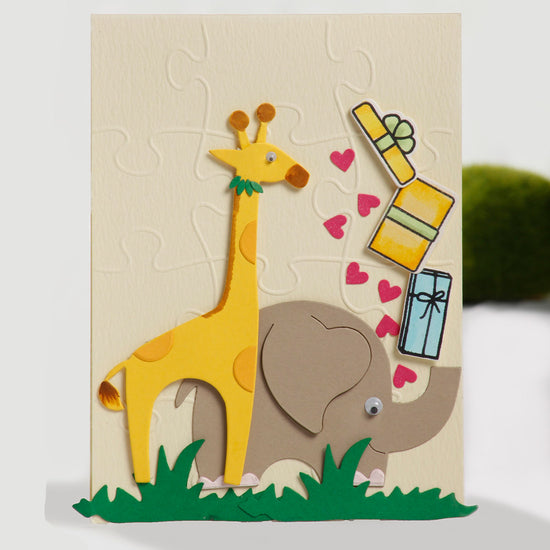 Baby Giraffe & Elephant Card