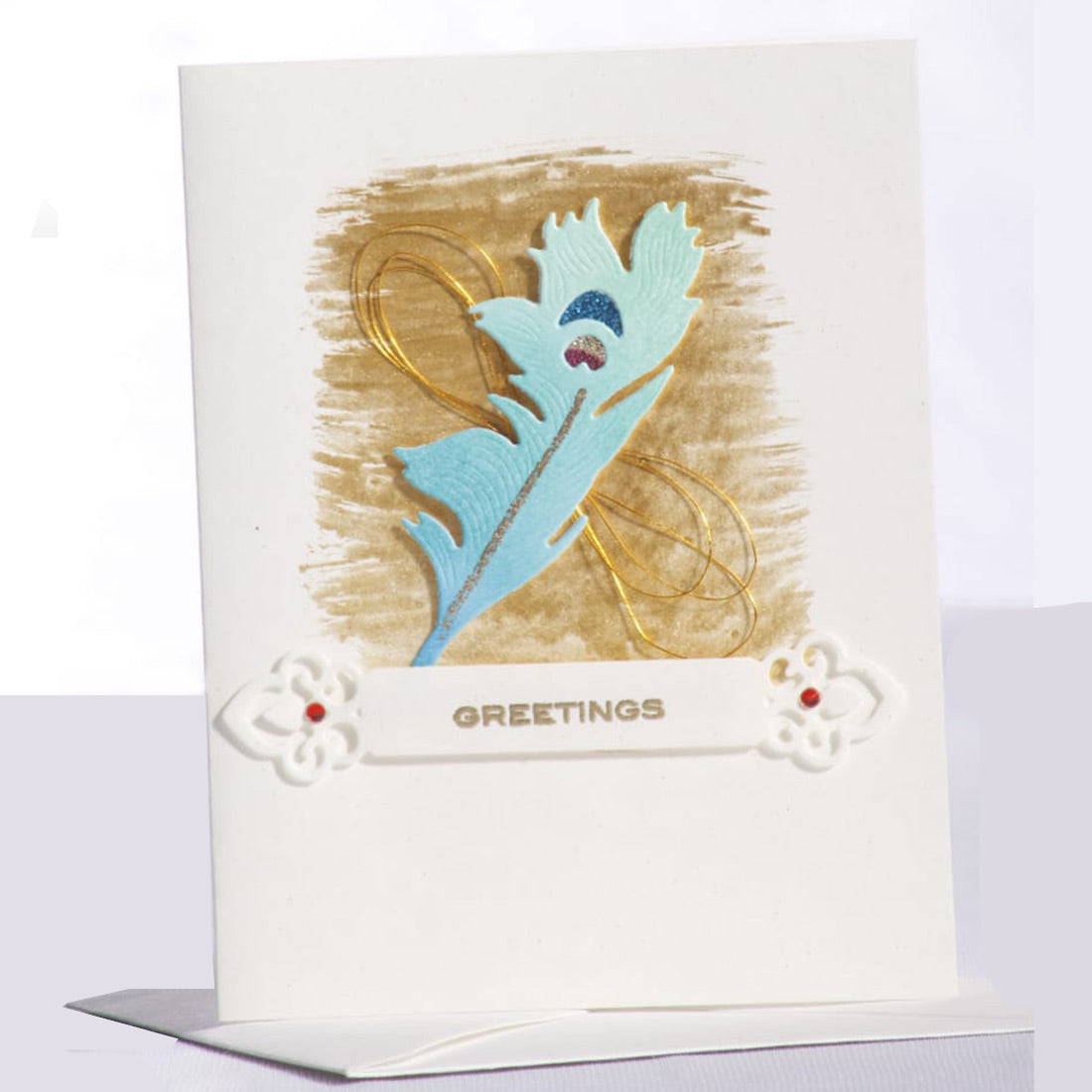 Load image into Gallery viewer, Peacock Feather - Festive Card
