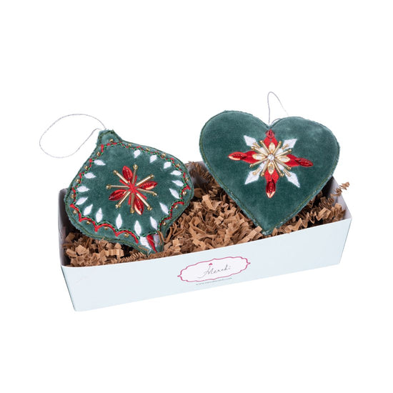 Heart & Onion Shaped Embroidered Ornaments