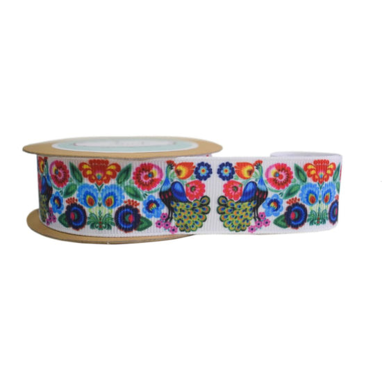 Peacock and Flowers Ribbon