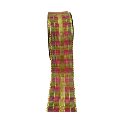 Magenta Green Gold Plaid